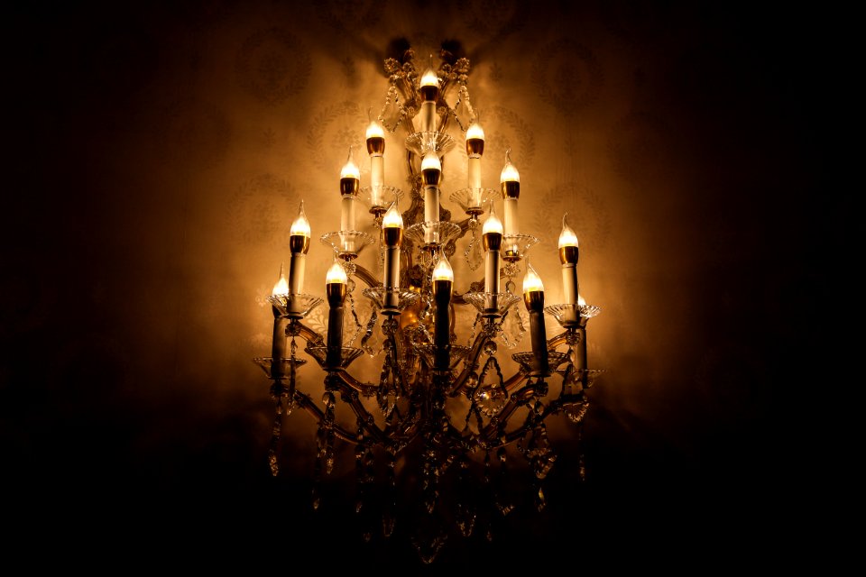 brown and crystal chandelier