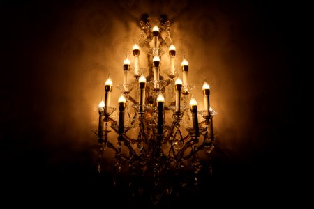 brown and crystal chandelier
