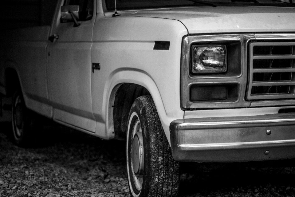 Old black and white automobile