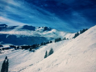 snow covered mountain photo