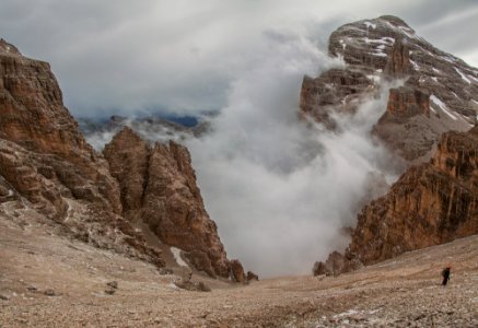landscape photography of foggy mountain rocks photo