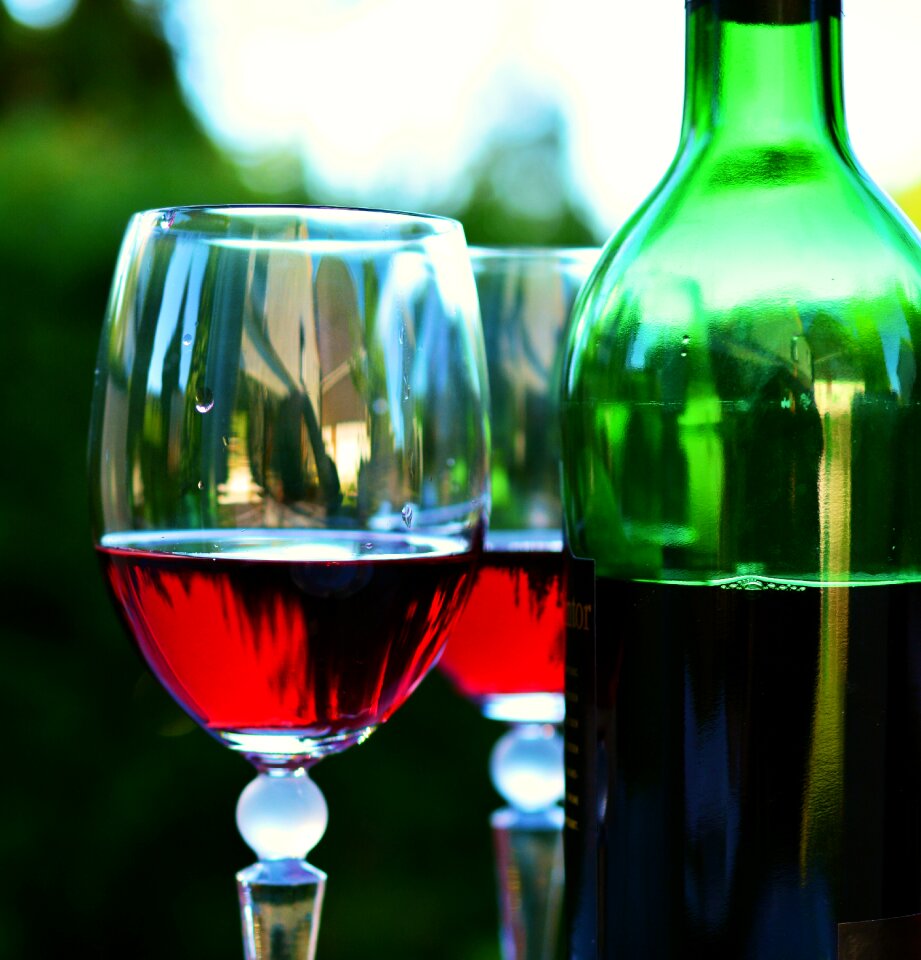 Bottle of wine red wine glass