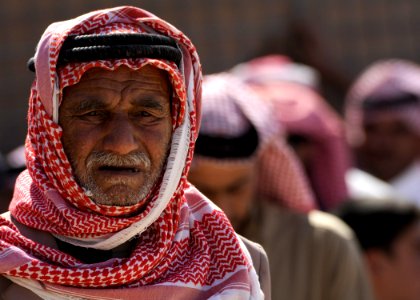 Old man wearing keffiyeh photo