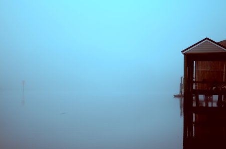 Dock, River, Fog photo