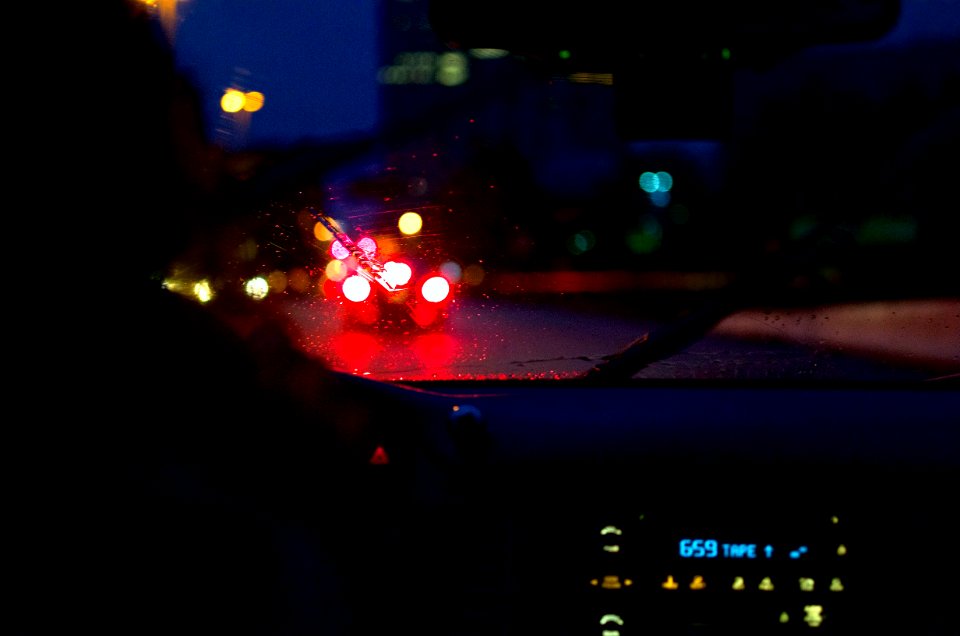 Lights, Rain, Car