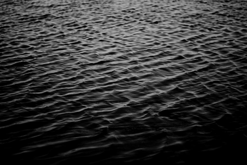 grayscale photo of sea