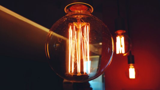 lighted filament of bulbs photo