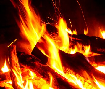 Flame wood fire heat photo
