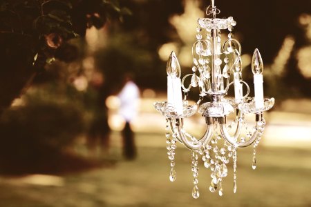 shallow focus photography of clear glass and silver chandelier photo