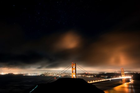 golden bridge during night time