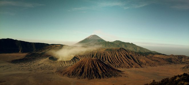 high angle view of volcano photo