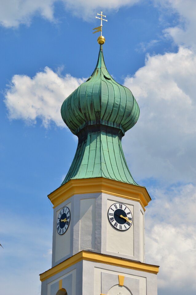 Spire church clock tower photo