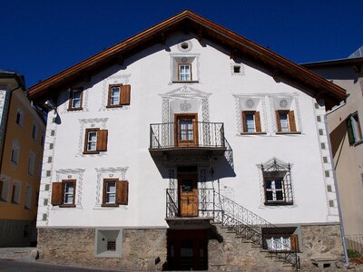 Switzerland white facade window decorations photo