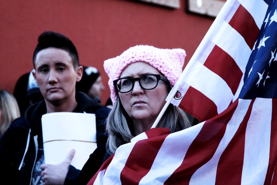 America, Flag, Woman
