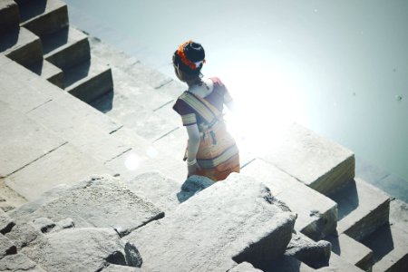 woman standing on concrete platform photo