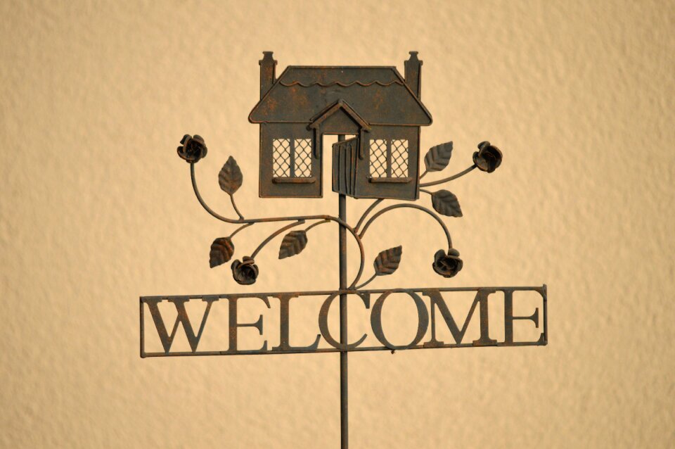 Greeting metal brown welcome