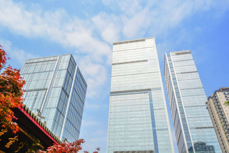 High rise buildings building temples corner