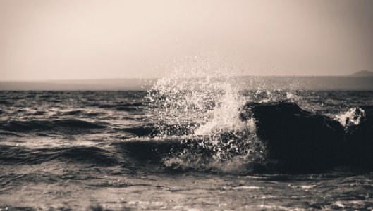 grayscale photography of water waves
