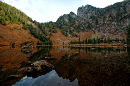lake and mountains during daytime photo