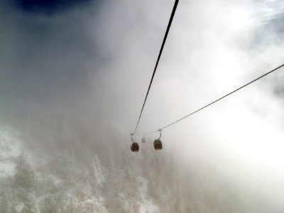 Ski lift, Cabin, Fog photo
