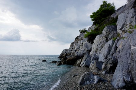 Sea, Cloudy, Stone photo