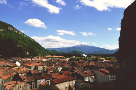 panoramic photography of village between mountains photo