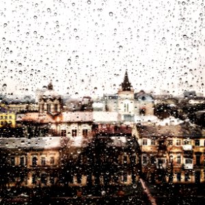 clear glass window with tear drop rain