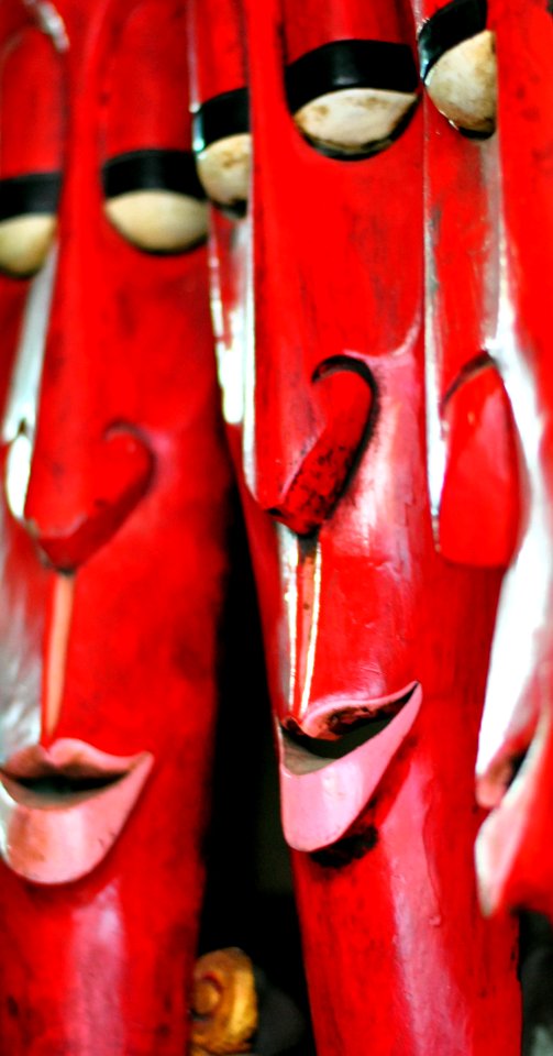 Commercial street, Wood mask, Red face