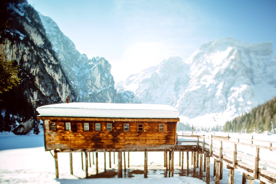 Pragser wildsee, Italy, Snow
