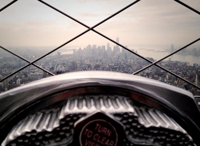 A viewfinder at the top of the Empire State Building in New York City photo
