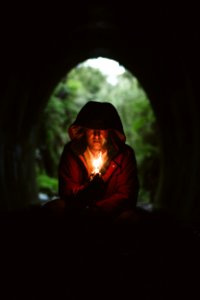 man wearing red jacket photo