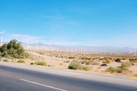 Road trip, Wind turbine, Road