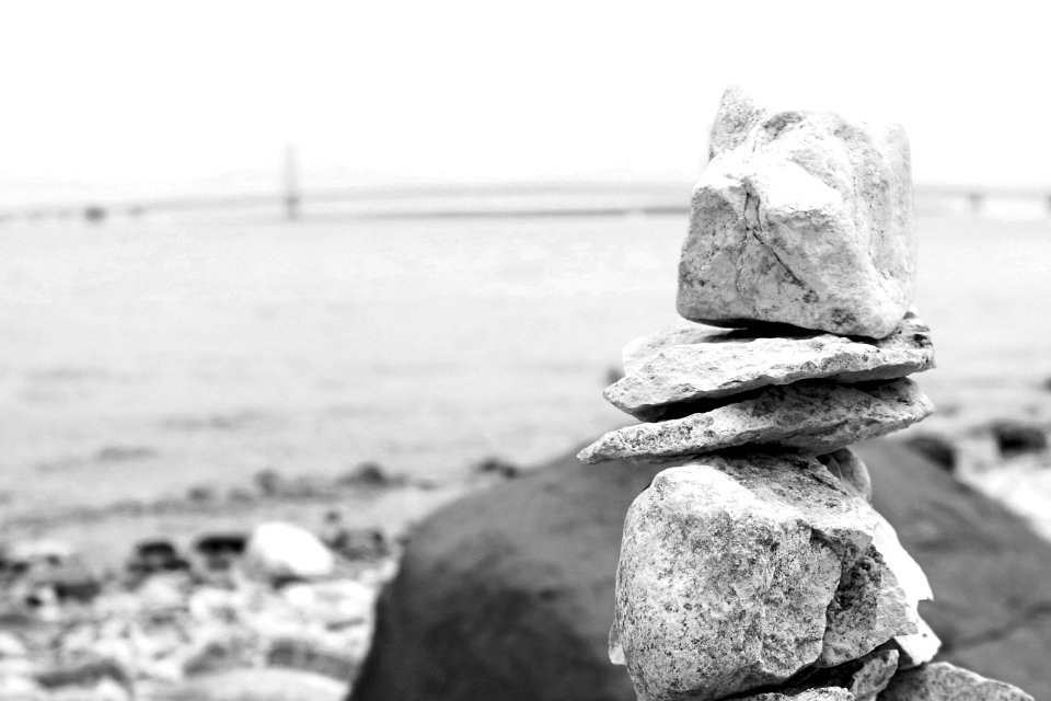 Mackinaw city, United states, Black white photo