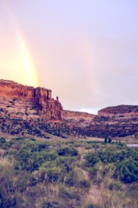 Cliff, Desert, Rainbow