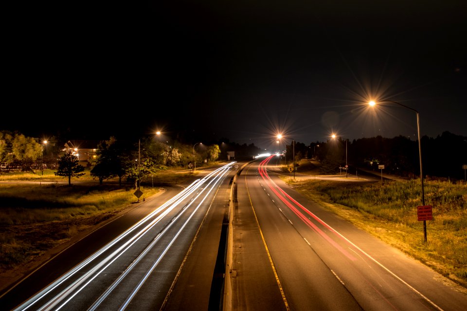 time lapse photography of northbound and southbound way