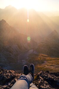 Hiking lake mountain photo