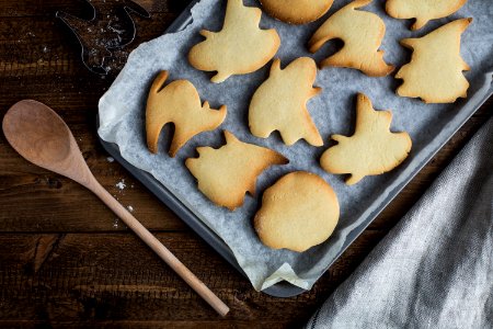 assorted-shape cookies on tray photo