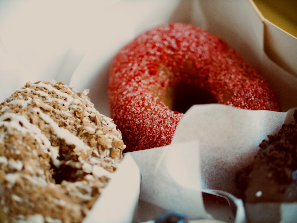 red and white doughnuts