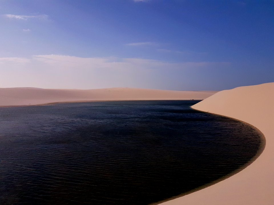 body of water beside sand