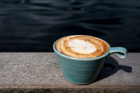 coffee latte in mug photo