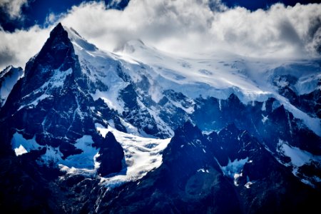 birdseye photo of mountain covered with snow photo