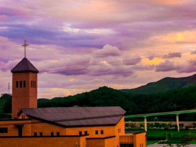 Mountain, Christian church, Cloud