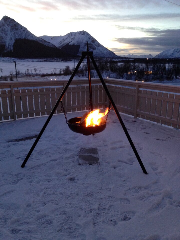 Sunset towards the light snow