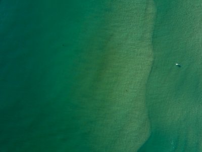 bird's eye view of boat on body of water