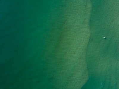 bird's eye view of boat on body of water photo