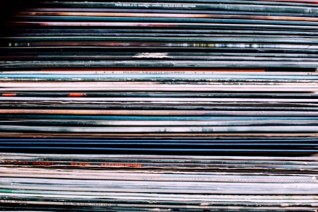 A background consisting of a stack of records in the city of Nancy, France photo