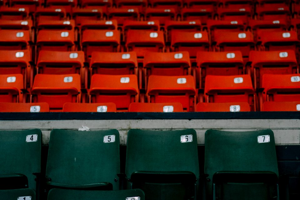 green and orange theatre chairs