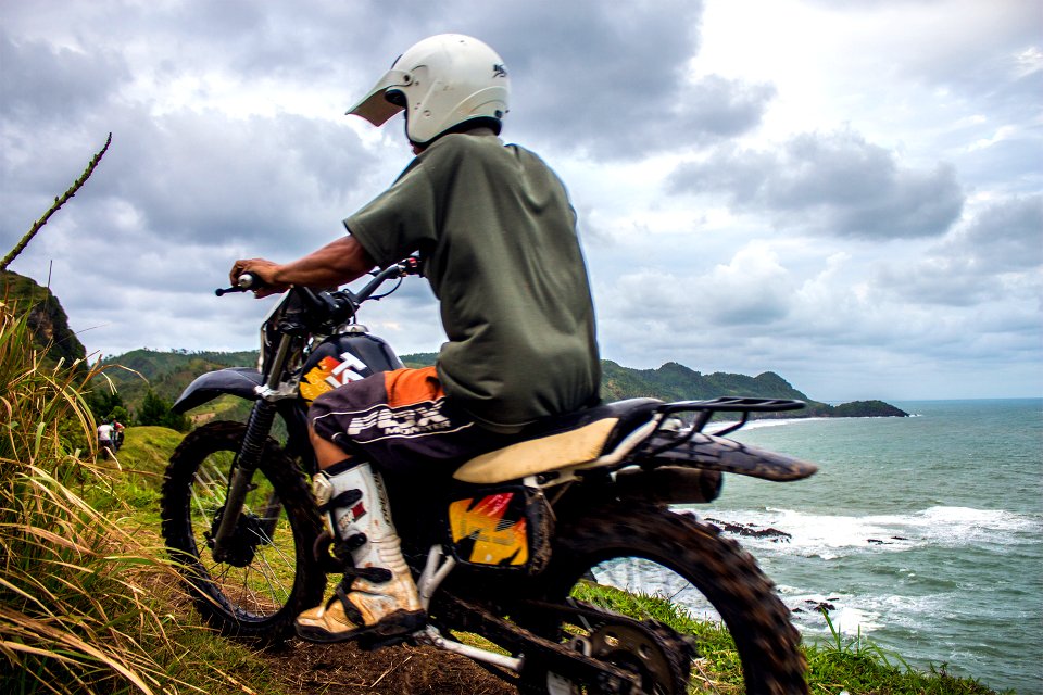 Mountain, Motorcycle, Sea
