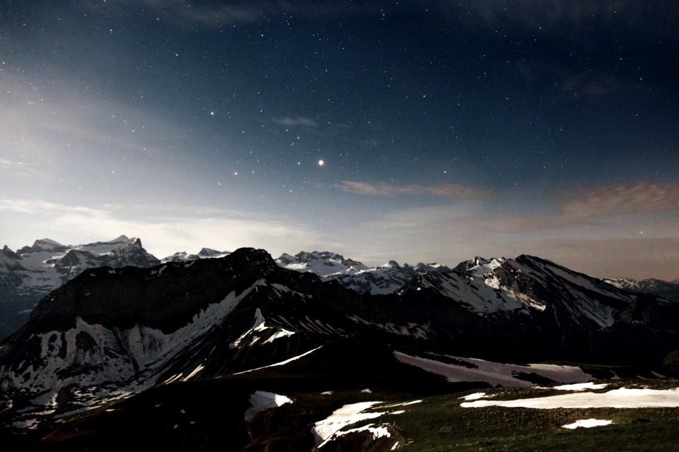 landscape photography of black and white mountain