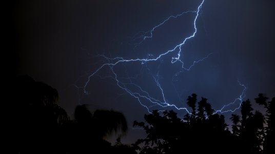 lightning at night time